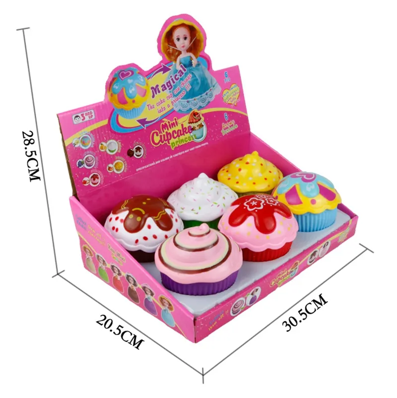 6 pçs / lote Big Magical Cupcake Scented Princesa Boneca Reversível Bolo Transformar a Princesa Boneca Baby Dolls 15 cm Altura DHL