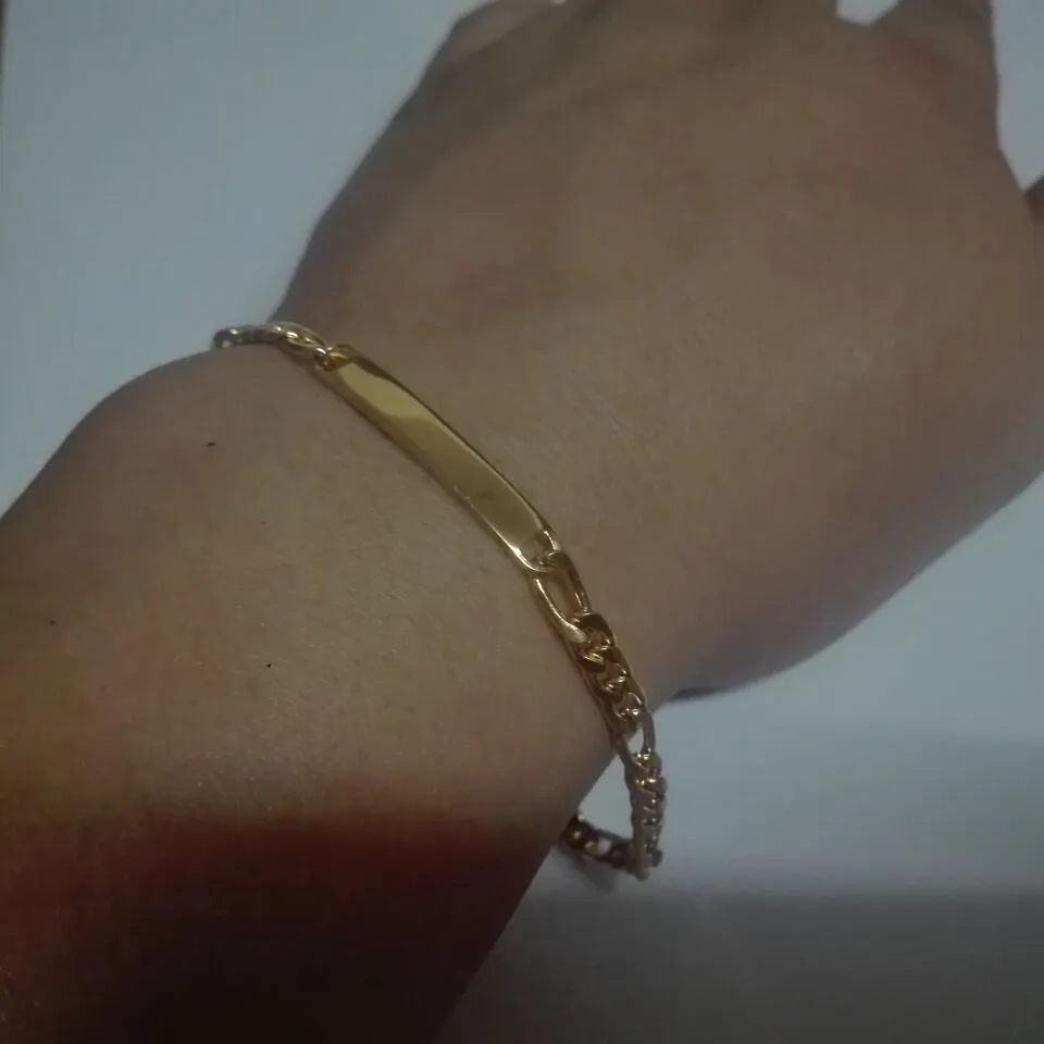 5 pçslote Lote 4.5mm 22 cm (8.66 polegada) mulheres mens Moda aço Inoxidável em massa de Ouro figaro Link chain pulseira pulseira jóias