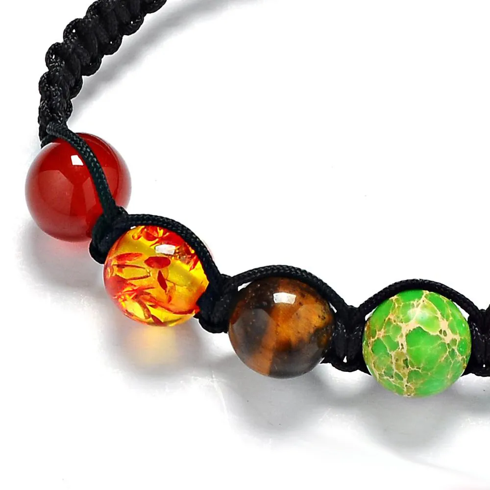 Heet zeven chakra's armbanden mode vulkaan steen geweven armband sieraden 4 stijlen puimenergie energie stenen armband 6/8/10 mm armband