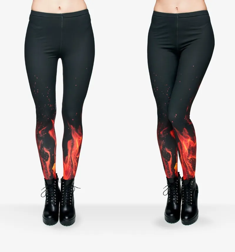 DHL FREE!! Women Fire Flame Leggings 3D Printing Legging Stretchy Trousers  Casual Slim Capri Leggings Women Yoga Work Out Pants From A012991, $64.45