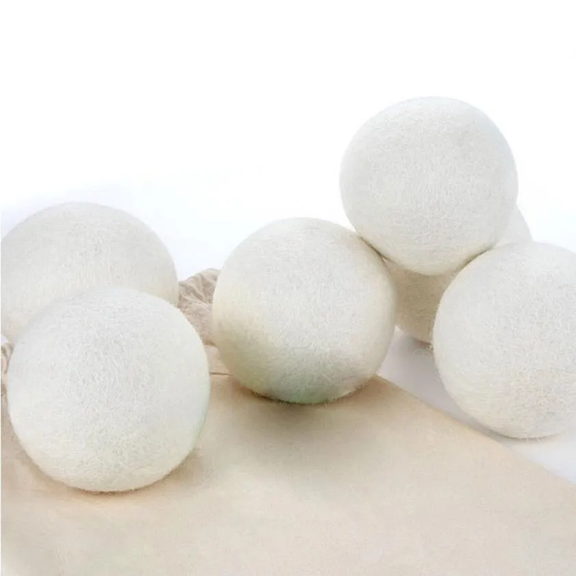 6 uds bolas de lana para lavandería para secadora lavadora bolas de secadora de lana Premium suavizante de tela Natural reutilizable 6CM envío gratis