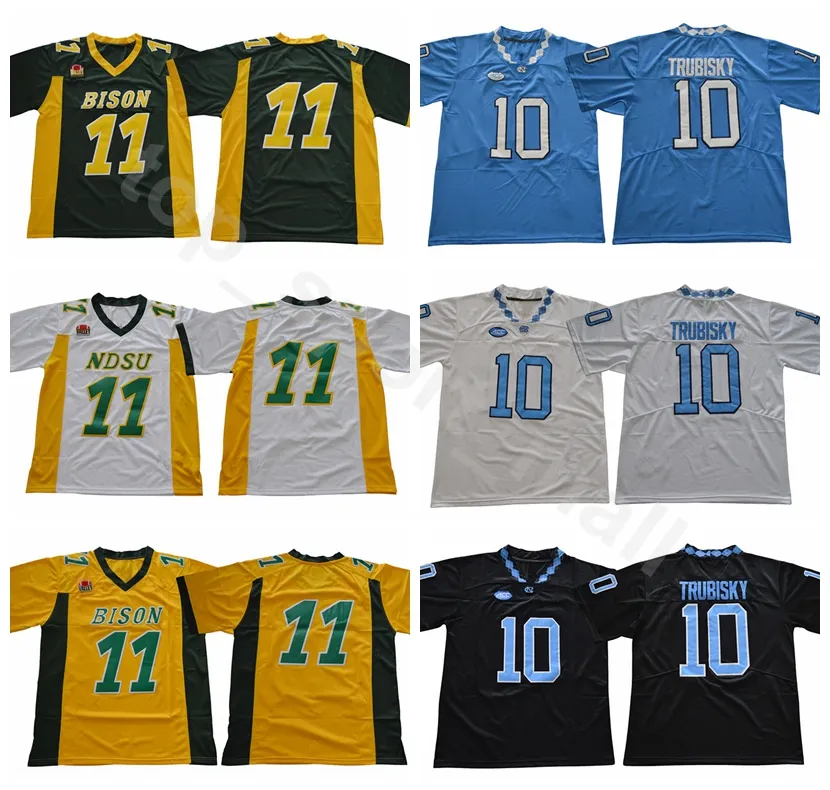 NDSU Bison College 11 Carson Wentz Jersey Men North Carolina Tar Heels Football 10 Mitchell Trubisky Jerseys UNC Black Blue White Green