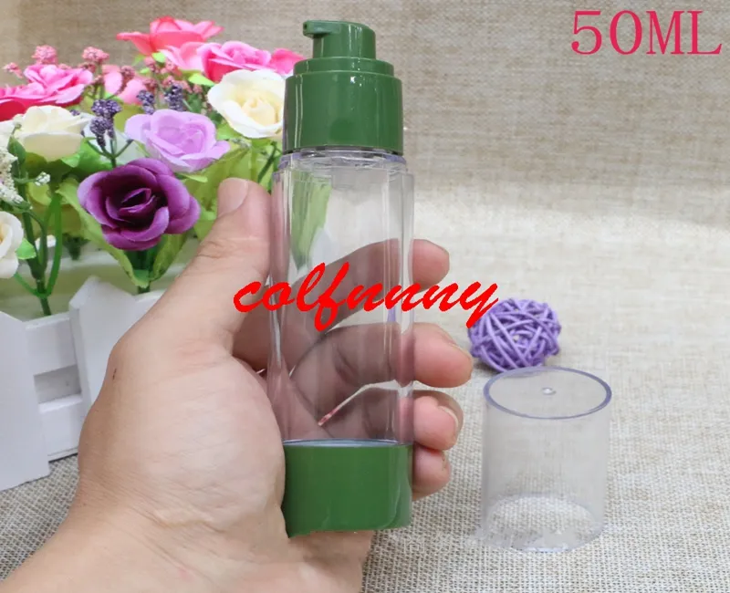 100 teile/los 30 ml 50 ml leere grüne flasche vakuumflasche hochdruckflasche, Keine luft emulsionspumpe flasche parfümspender