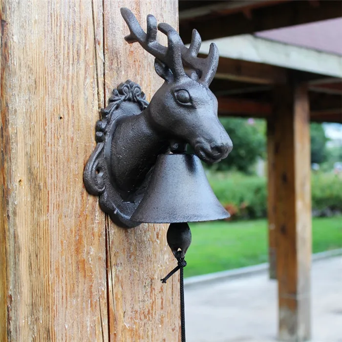 Elk Rustic Fast Iron Moose With Awers Revence Dîner Dîner décor cloche intérieure Mur extérieur maison Bureau Bar magasin de magasin Porte suspendue Animal