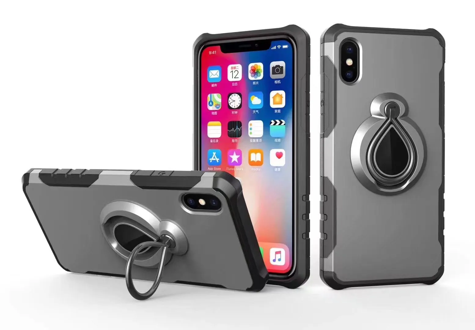 For Iphone X 8 7 6S Plus Samsung Galaxy Note 8 S8 Plus Magnetic Armor 360 Kickstand Heavy Duty Cell Phone Cases