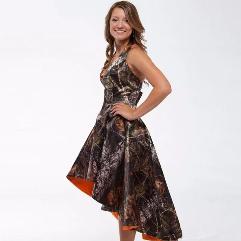 Custom Made Camo Prom Dresses High Low Realtree Camoflage Camo Bridesmaid Dresses Sleeveless Formal Party Gowns226i