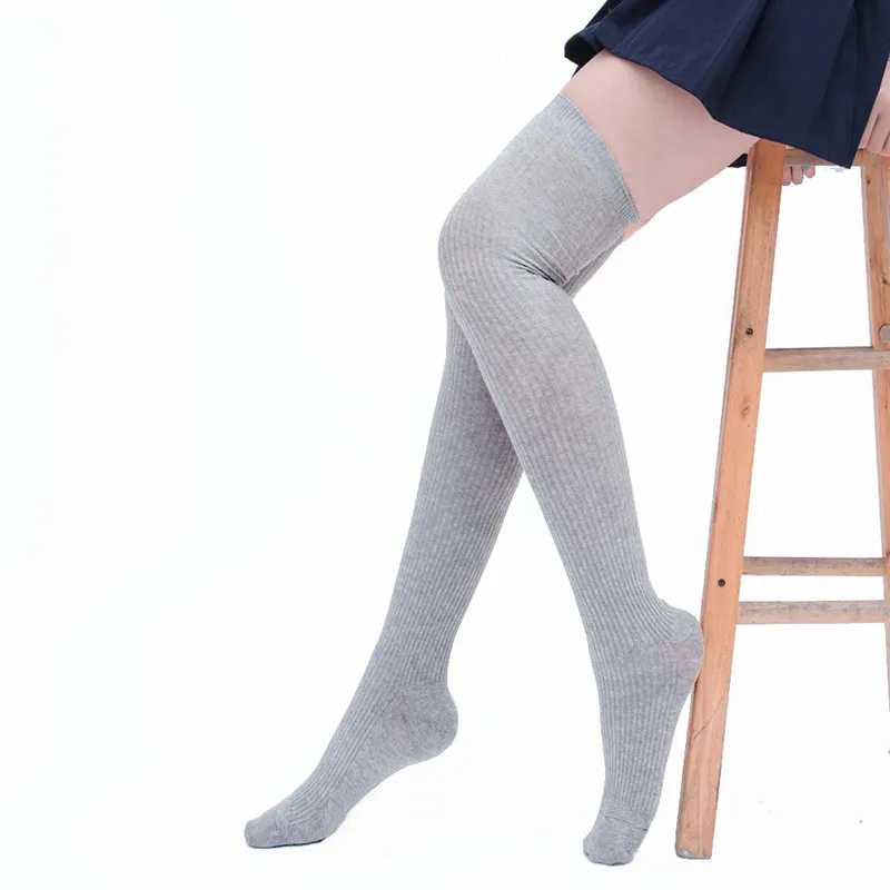 Girl coxa de altas meias primavera outono 2020 malha de malha garotas longas e suaves em meias on -line algodão sobre as meias do joelho 1249a
