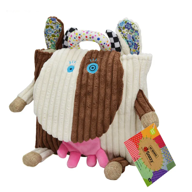 10inch 25cm children schoolbags kindergarten cartoon Cows owl monkey Backpacks lovely animal baby plush bag C1810