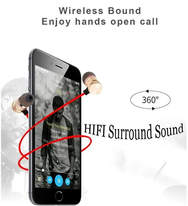 Écouteurs sans fil magnétique Bluetooth Casquet stéréo BT41 Sport Sweatproof Case-trappes avec micro avec micro pour Samsung iPhone8329878
