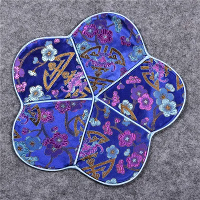Lyxig körsbärsblomma Kaffebana Cup Placemat Naturlig Mulberry Silk Mat Matbord Kudde Kinesisk stil Vintage Pallet Coasters 26x26 cm