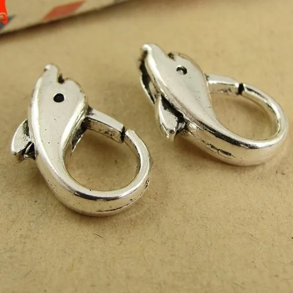 120 PCS LOT 18MMX12MM CHARM STORA DOLPHIN HOMPER CLAW CLASP FIDING LINK SMyckesfynd smycken halsband CLASP264D