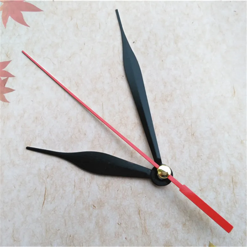 Partihandel 50PCS Black Metal Clock Arrows för mekanism med röd andrahand DIY reparationssatser