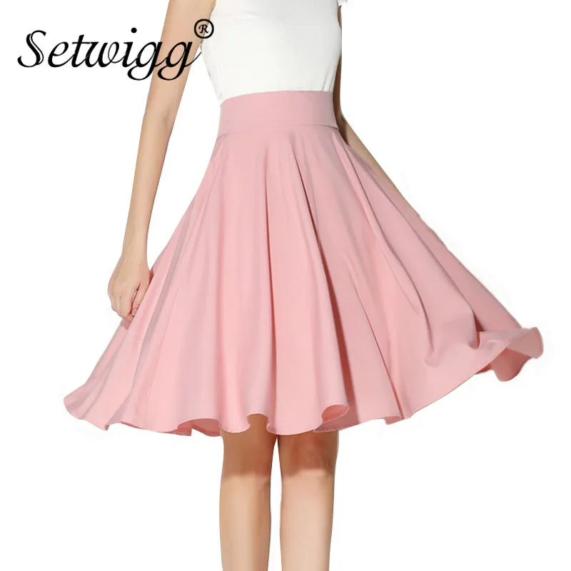 SETWIGG Femmes Polyester Pliss vas t Genou Longueur Jupes