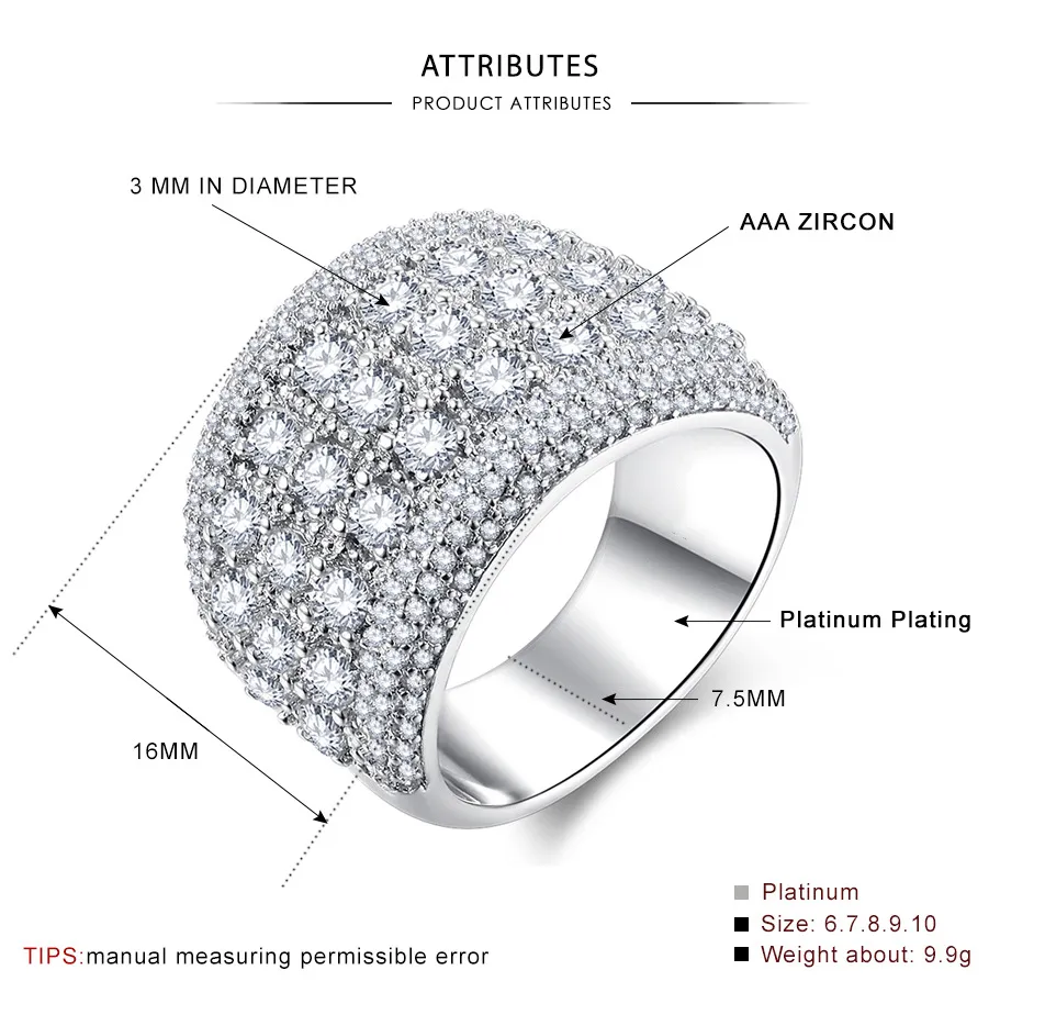 Mens Silver Diamond Stones Ring High Quality Fashion Wedding Engagement Rings For Women