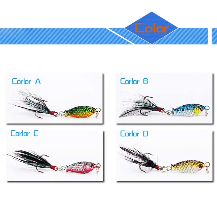 Set Of 4 Mini Metal Fishing Jigs 2.5cm/5.3g Hard Lure With Treble