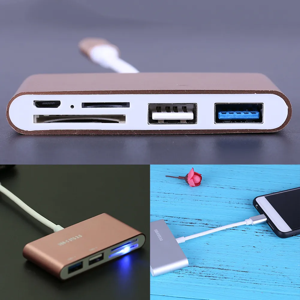 USB 3.1 Type-c OTG Hub SD TF Card Reader Combo For Macbook Air Pro Laptop 