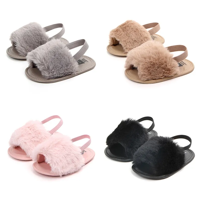 Infant Baby Girls Soft Sole Sandal Shoes Plush Slide Sandal Summer Toddler Sandal Princess Non-slip Crib Shoes