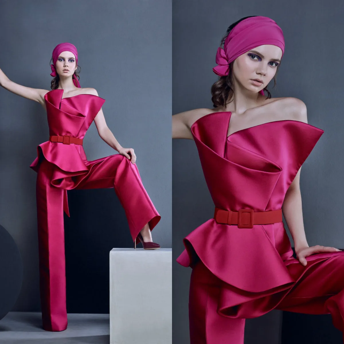 Damskie kombinezony z luksusowymi rufferami czerwone suknie wieczorowe bez ramiączek długość kostki Elegancka sukienka Prom Party Zuhair Murad Dress Vestidos Festa