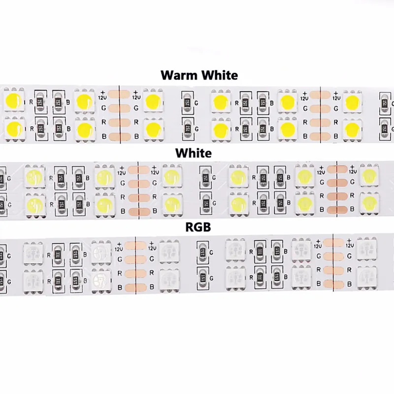 5 M DC 12V 600LED 120LED / M Waterdichte SMD 5050 RGB Warm Wit LED Strip Dubbele Rij Flexibele Lint Tape Light