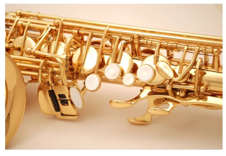 Eb Tune SUZUKI saxofón alto de alta calidad e-flat Tune instrumento de música profesional para estudiantes saxofón chapado en oro con estuche, boquilla