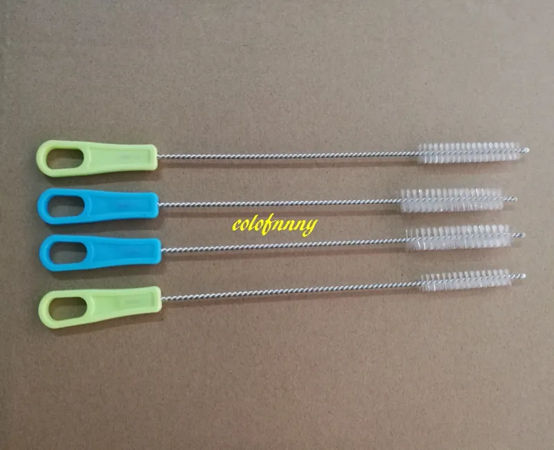 500 sztuk / partia 25 CM 26cm Ze Stali Nierdzewnej Nylon Słomy Cleaning Szczotka z uchwytem Pije Rury Cleaner Clean Tools