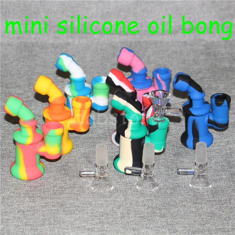 Silicone Oil Burner Bubbler water Bong pipe small burners pipes bubbler dab rigs Oil rig for smoking mini heady beaker Bongs