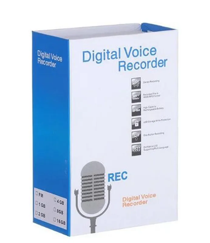 8GB chiara registrazione digitale audio Registratore vocale lunga storia Time Player circa 280 ore in MP3 con potente magnete della clip della carta di TF di sostegno