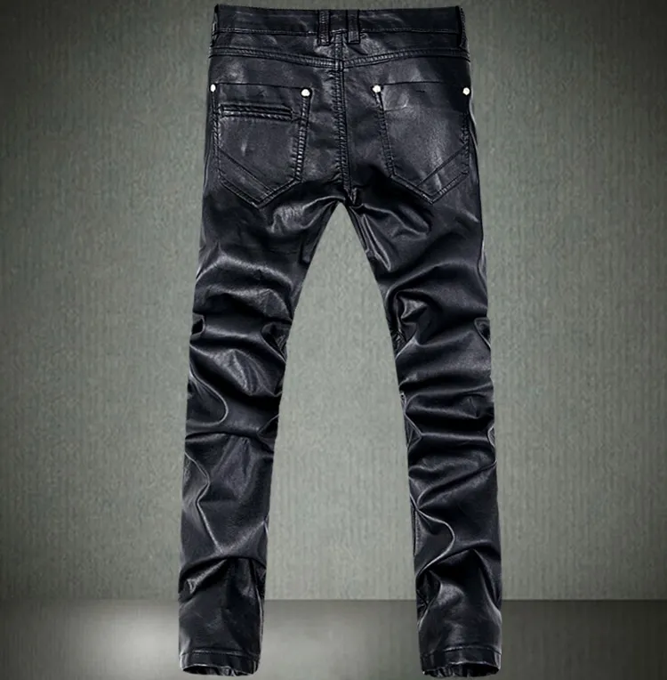 Nouvelle mode hommes pantalons en cuir skinny moto jeans droits pantalons décontractés taille 28-36 A1031240Z
