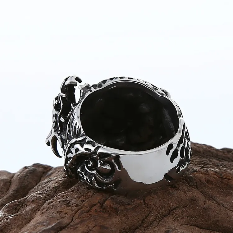 bague joyería punky de Yin Yang de Taiji de plata del étnicas manera de los anillos de la garra del dragón del anillo del metal para los hombres retro Hemme