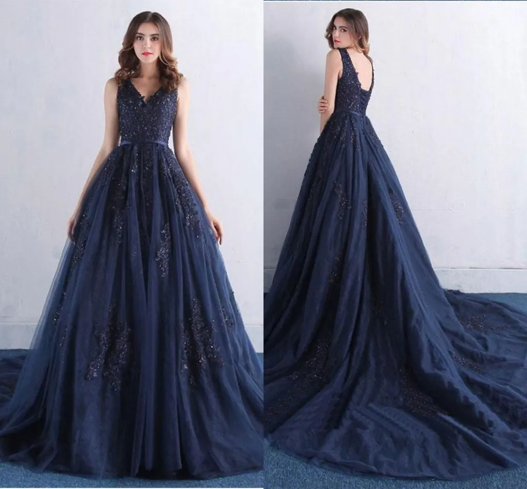 Elegant Navy Blue Formal Dresses: V Neck Cap Sleeve... From Lovemydress,  $108.57 | DHgate.Com