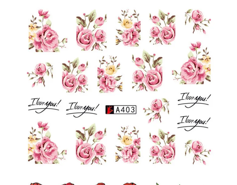 50 vellen set gemengde bloem watertransfer nagelstickers decals kunsttips decoratie manicurestickers Ongles8182501