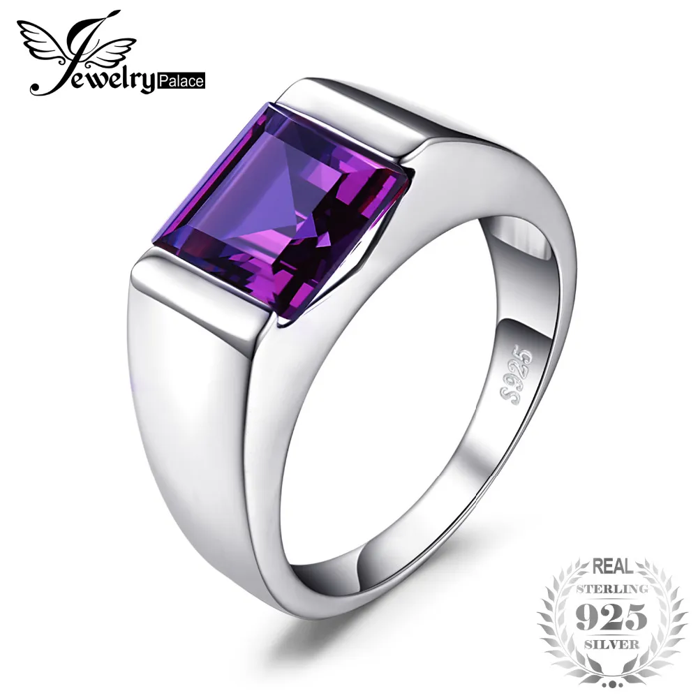 Jewelrypalace Men's Square 3.3ct Created Alexandrite Sapphire 925 Sterling Sliver Ring High Quality Party New Fine Jewelry