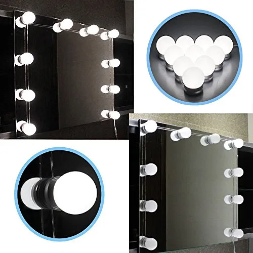 Hollywood Style LED Vanity Mirror Lights Kit med dimbara glödlampor, Belysning Fixture Strip för Makeup Vanity Table Set