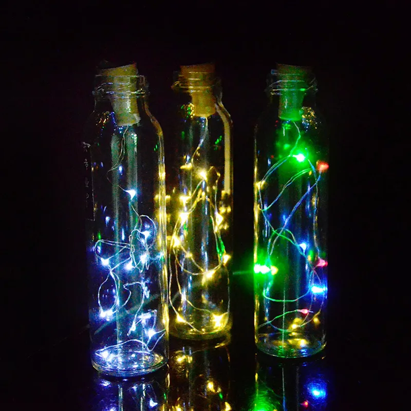 1 M 10LED Solar Bottle Stopper String Lights Copper Fairy Strip Draad Decoratie Kerstboom Decor Lamp Outdoor Garden Festival Light