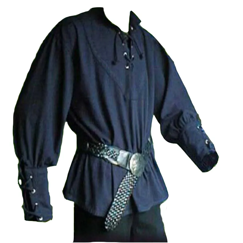 Vintage Medieval Renaissance Shirt Tucker Belt With Stand Collar And  Bandwidth Loose Fit In Solid Colors From Manxinxin, $22.71