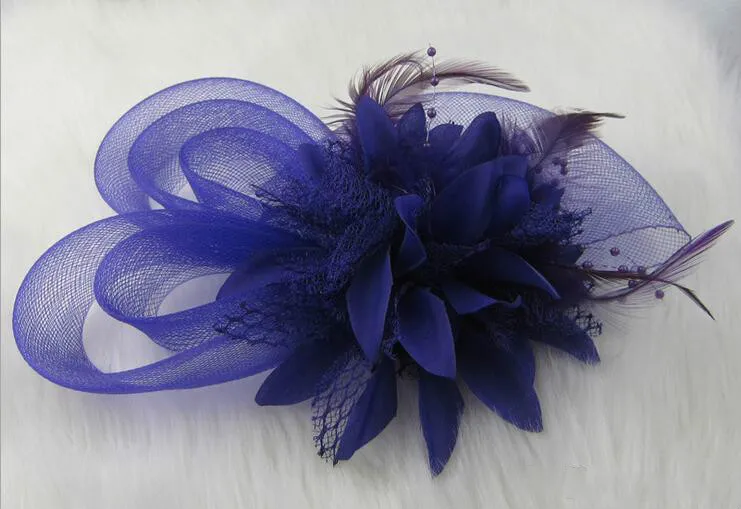 European Style Veil Feather Women Hair Accessories Fascinator Hat Cocktail Party Wedding Headpiece Court Headwear Lady HJIA362