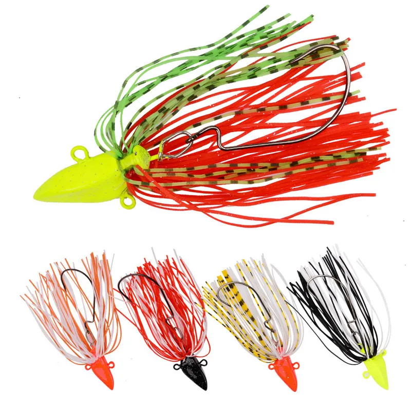 Appâts d'eau douce Buzzbait Bass Spinnerbaits Leurre de pêche 5g 7g 10g 14g Appâts de calmar de queue de barbe de natation peu profonde