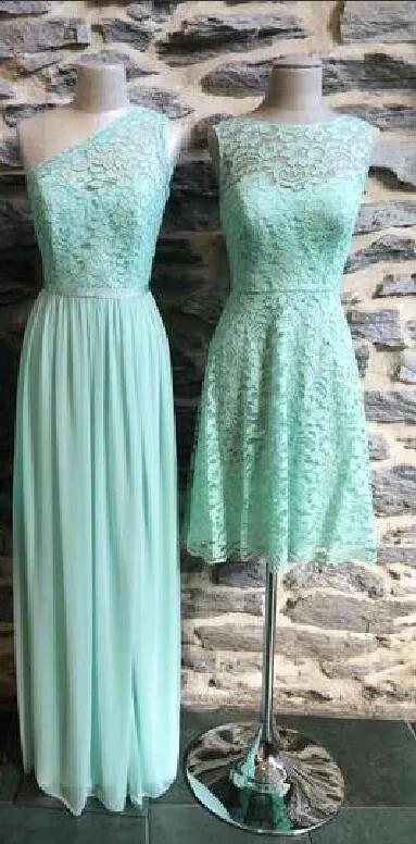 3 estilos misturados sage lace e chiffon da dama de honra vestidos perfeitos na altura do joelho uma linha vestidos de festa de casamento vestidos de festa de dama de honra do verão