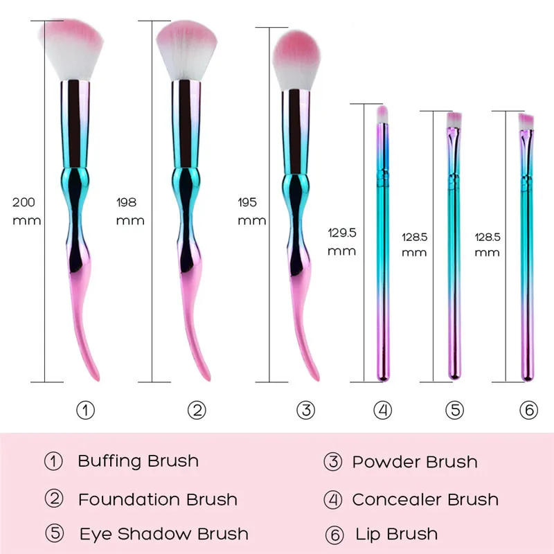 Women Flowers Makeup Brushes Set Powder Foundation concealer brush lip brush eyeshadow brush Gradient Color Makeup Brushes