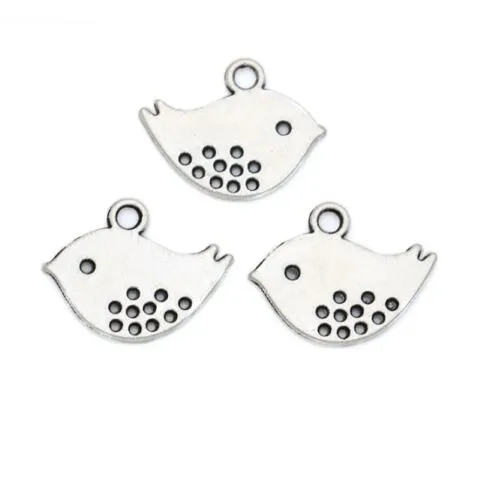 200 Stück Legierung Vogel Charms Antik Silber Charms Anhänger für Halskette Schmuckherstellung Erkenntnisse 13x16mm