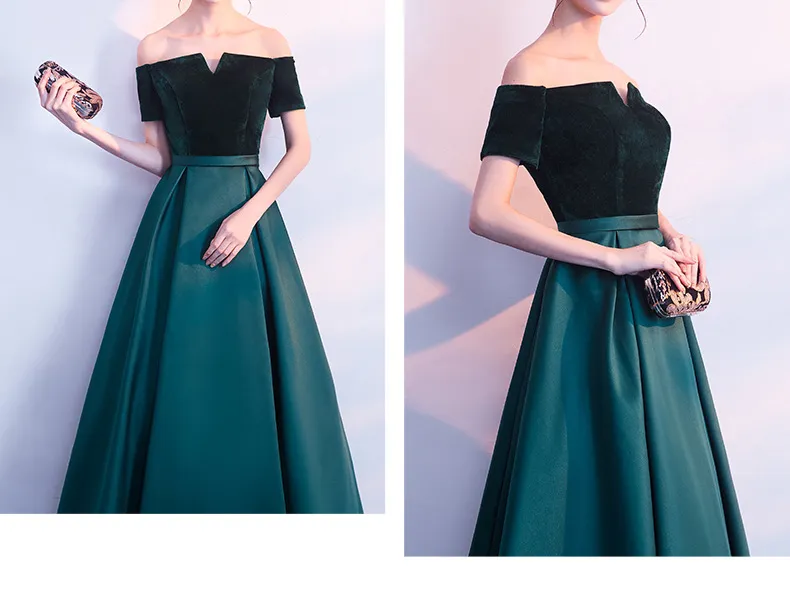 Elegant Evening Dresses Strapless Satin with velvet Long Prom Dresses Dark Green,Black, Red,Blue Custom Made Plus Size Formal Dress