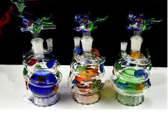 Spiral Dragon Hookah grossistglas Bongs Oil Burner Glass Water Pipes Oil Rigs Röker GRATIS