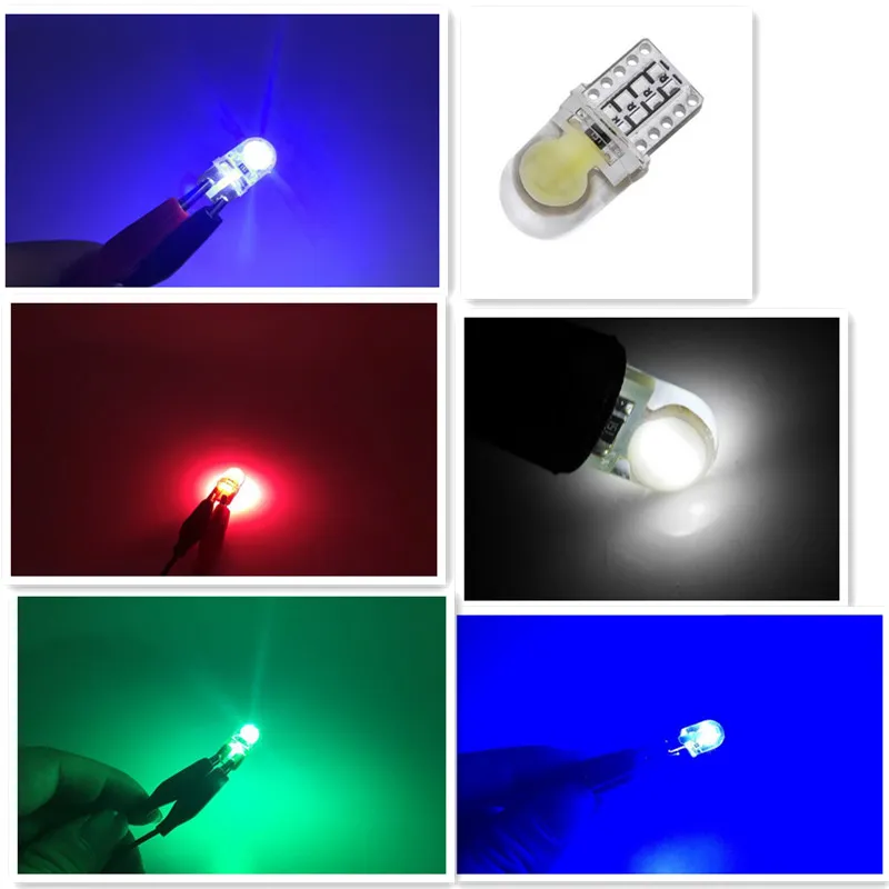 12V T10 5v Led Bulb With W5W 194 COB And 2W Auto LED For Clearance Lights  In White, Blue, Red, Yellow, And Pink From Econsoen, $8.55