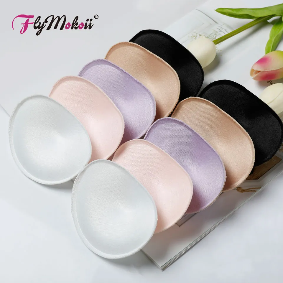 Flymokoii 1Pair/Lot Women Bra Padded Chest Cups Insert Breast Enhancer Push Up Bikini Invisible Sponge Foam Bra Pads for Swimsuit