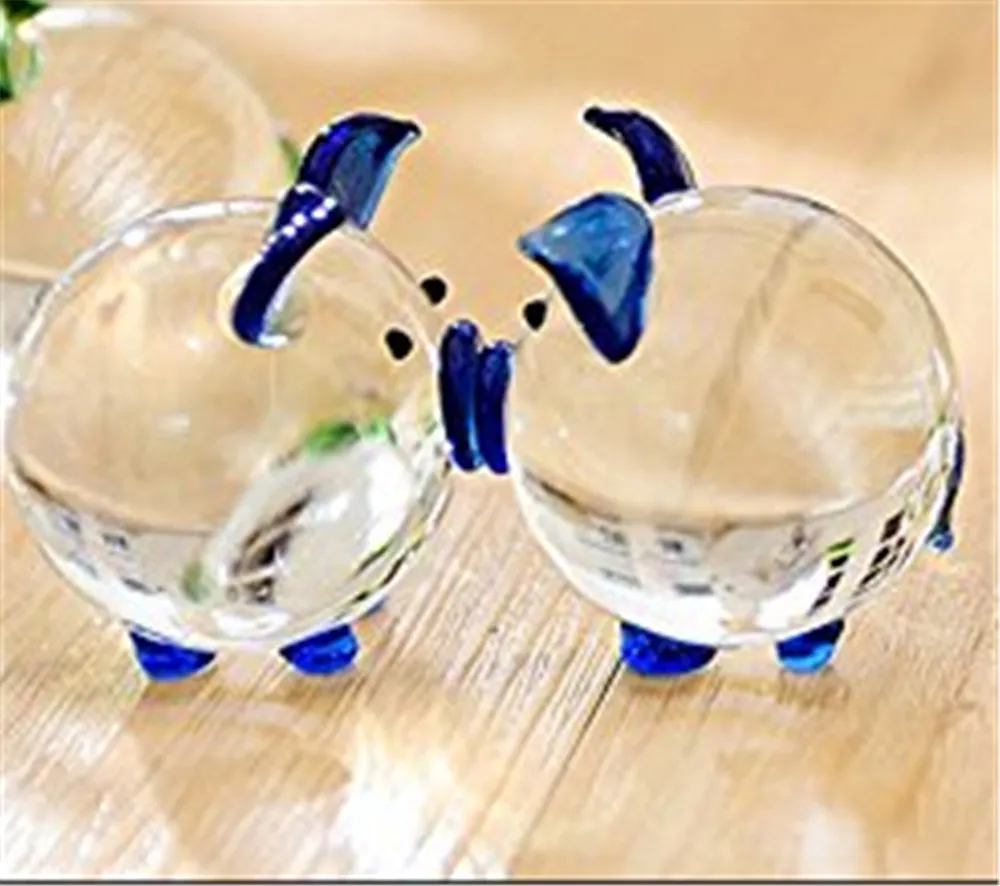 2 datorer Julkristallglas Animal Pig Miniature Figures Desk Bauble Ornament Mini Home Furniture Wedding Crafts Souvenirs2819954