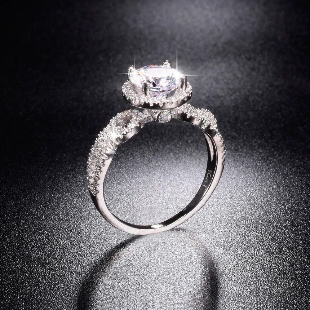 刻印された10kt 8 $実質100％925スターリングシルバーの結婚指輪の女性のための宝石類2ctシミュレートされたダイヤモンドの婚約指輪