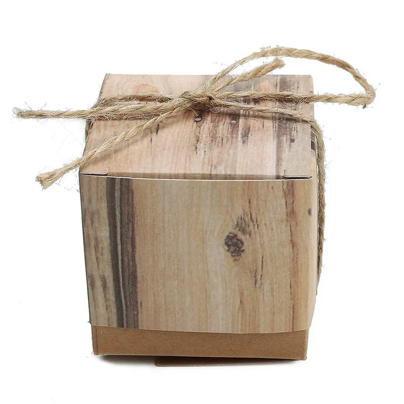 Wood Grain Heart Hollow Candy Boxes Retro Kraft Wedding Favors Christmas Anniversary Party Gift Paper Box lot2488739