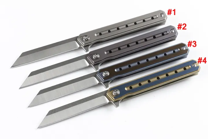 Nouveauté 4 styles nouveau design Flipper couteau pliant D2 Satin Tanto lame TC4 poignée en alliage de titane extérieur EDC couteaux de poche