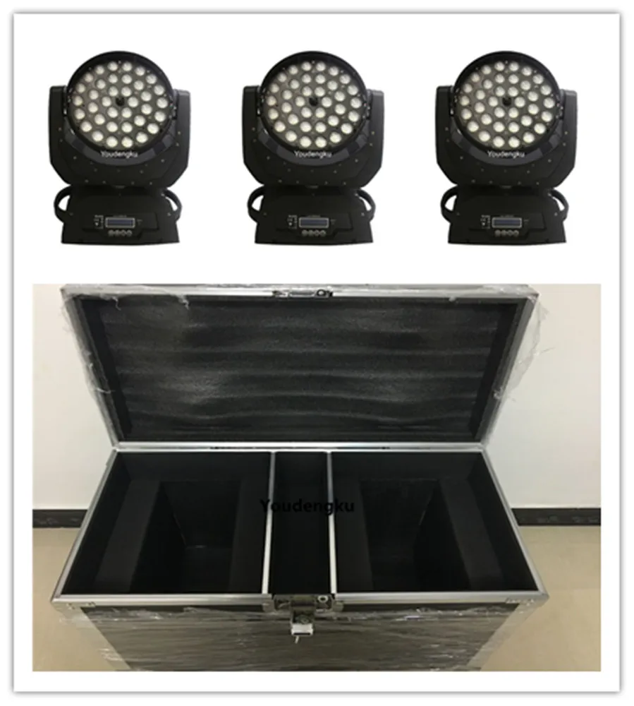 4 pièces avec Flightcase LYRE DMX LED WASH 36x15W 5in1 LED ZOOM ZOOM TÊTE DE TÊTE RGBWA ZOOM TÊTE DE MOWER LED STOPE Disco Light