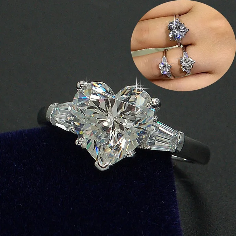 Victoria Wieck Coração amor Moda Jóias 3ct Diamante cz anéis de banda de casamento para as mulheres 925 Sterling silver Anel Feminino
